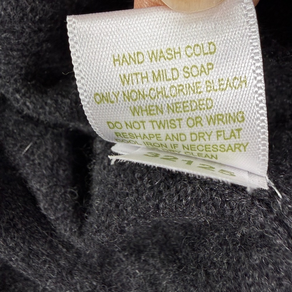 Garnet Hill Cardigan Sweater L Gray 100% Cashmere Cable Knit Open Front Warm - Picture 7 of 8
